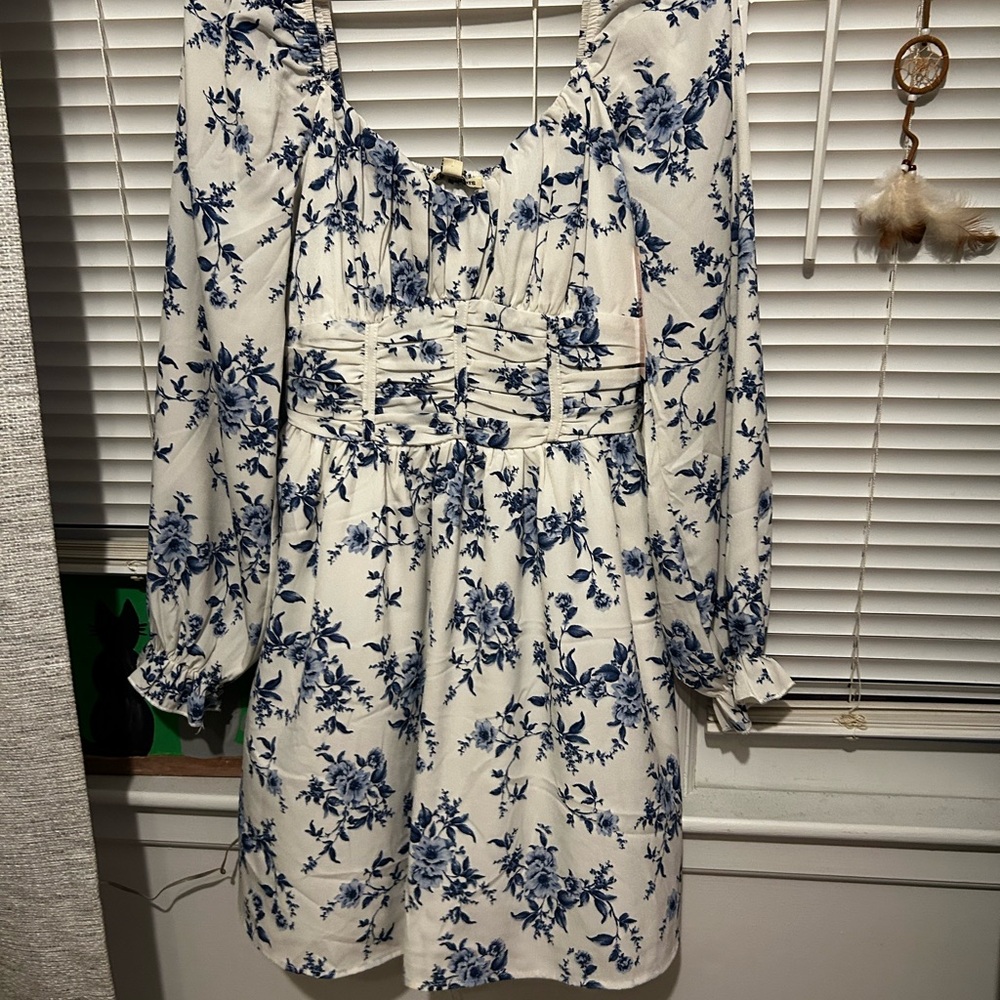 Inspired Hearts Blue and White Floral Dress